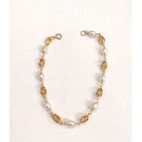 PULSERAS NIÑA ORO AMARILLO PERLA COMUNION                             