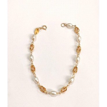 PULSERAS NIÑA ORO AMARILLO PERLA COMUNION                             