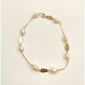 PULSERAS NIÑA  OSITOS ORO AMARILLO PERLA COMUNION                     