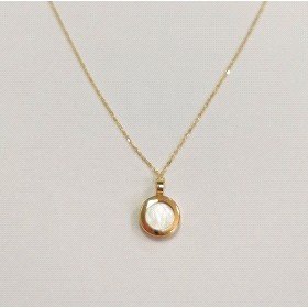 GARGANTILLA ORO AMARILLO PIEDRA NACAR REDONDO                         