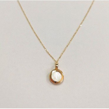 GARGANTILLA ORO AMARILLO PIEDRA NACAR REDONDO                         