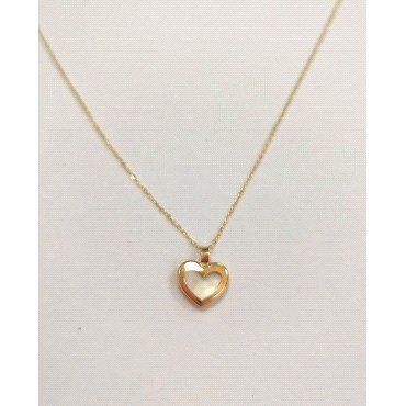 GARGANTILLA ORO AMARILLO PIEDRA NACAR CORAZON                         