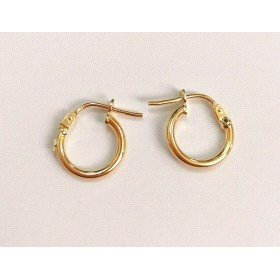 PENDIENTES ARO ORO AMARILLO TUBO 9M/M X 2M/M GROSOR                   