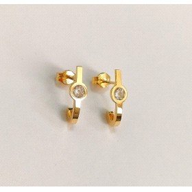 PENDIENTES  MEDIO ARO ORO AMARILLO PIEDRA                             