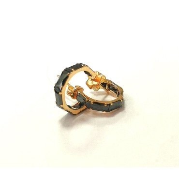 PENDIENTES MEDIO ARO ORO AMARILLO PIEDRA                              