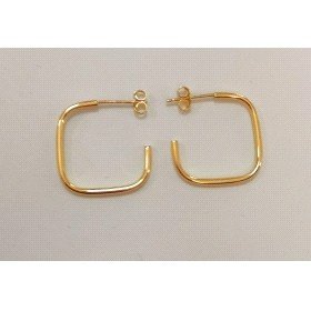 PENDIENTES ARO  CUADRADO ORO AMARILLO LISA                            
