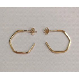 PENDIENTES ARO  ABIERO HEXAGONO ORO AMARILLO LISA                     