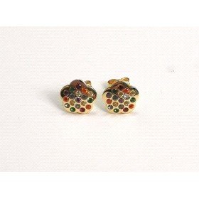 PENDIENTES ORO AMARILLO FLOR  PIEDRA                                  