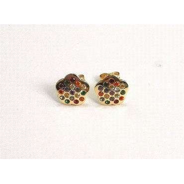 PENDIENTES ORO AMARILLO FLOR  PIEDRA                                  