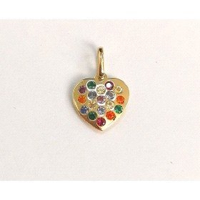 COLGANTE ORO AMARILLO CORAZON  PIEDRA                                 