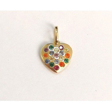COLGANTE ORO AMARILLO CORAZON  PIEDRA                                 