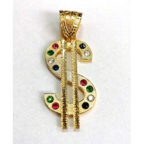 COLGANTE ORO AMARILLO PIEDRA DOLLAR                                   