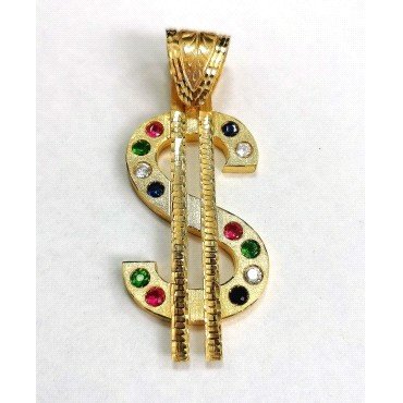 COLGANTE ORO AMARILLO PIEDRA DOLLAR                                   