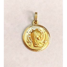 MEDALLAS ORO AMARILLO VIRGEN NIÑA  BORDE TALLADO19M/M                 