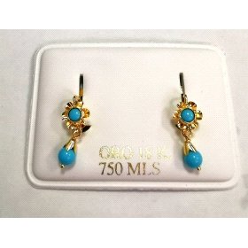 PENDIENTES ORO AMARILLO TURQUESA CATALAN                              