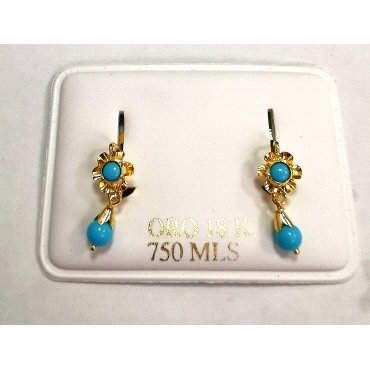 PENDIENTES ORO AMARILLO TURQUESA CATALAN                              