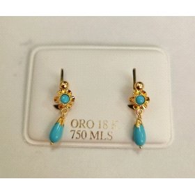 PENDIENTES ORO AMARILLO TURQUESA TORNILLO                             