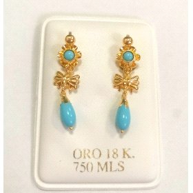 PENDIENTES ORO AMARILLO TURQUESA                                      