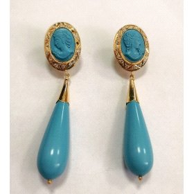 PENDIENTES ORO AMARILLO TURQUESA                                      