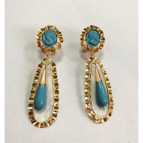 PENDIENTES ORO AMARILLO TURQUESA                                      