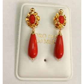 PENDIENTES ORO AMARILLO  CORAL                                        