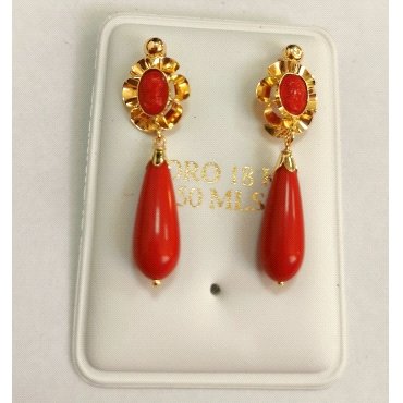 PENDIENTES ORO AMARILLO  CORAL                                        