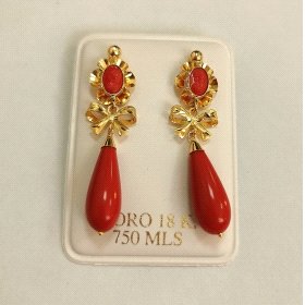 PENDIENTES ORO AMARILLO LAZO  CORAL                                   