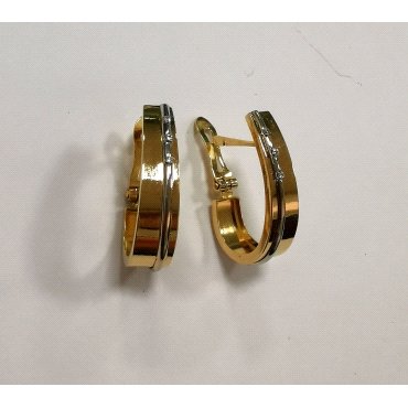 PENDIENTES  MEDIO ARO ORO BICOLOR PIEDRA                              