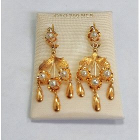 PENDIENTES ORO AMARILLO PERLA                                         