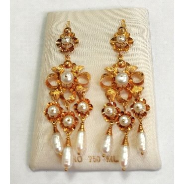 PENDIENTES ORO AMARILLO PERLA MANTILLA                                