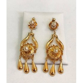  PENDIENTES ORO AMARILLO PERLA CORDOBES                               