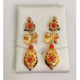 PENDIENTES ORO AMARILLO LAZO  CORAL                                   