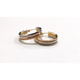 PENDIENTES ARO ORO BICOLOR PIEDRA                                     