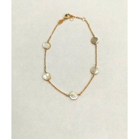 PULSERA SRA. ORO AMARILLO PIEDRA CON CIRCULOS EN NACAR  17CM          