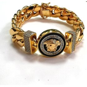 PULSERA SRA. ORO AMARILLO PIEDRA CUBANA  PIEDRAS  ITALIANA  15M/M     