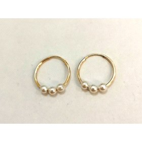 PENDIENTES ARO ORO AMARILLO PERLA                                     