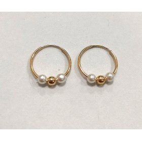PENDIENTES ARO ORO AMARILLO PERLA                                     