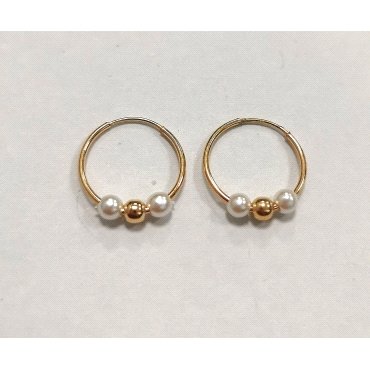 PENDIENTES ARO ORO AMARILLO PERLA                                     