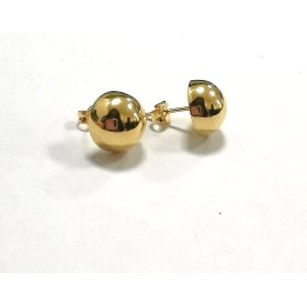 PENDIENTES ORO AMARILLO MEDIA BOLA LISA                               