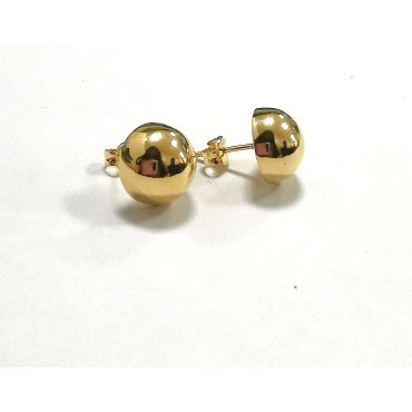 PENDIENTES ORO AMARILLO MEDIA BOLA LISA                               