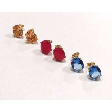 PENDIENTES OVAL  ORO AMARILLO PIEDRA                                  