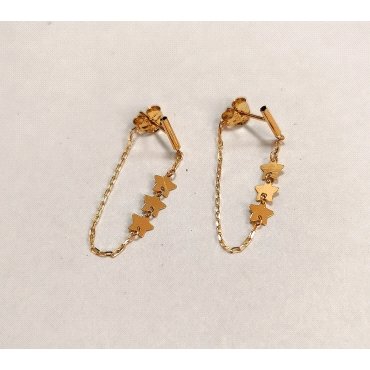 PENDIENTES ORO AMARILLO ESTRELLA CADENA                               