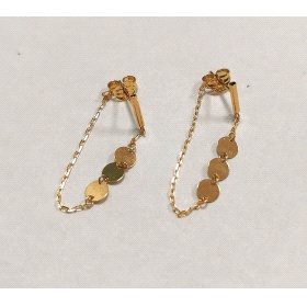 PENDIENTES ORO AMARILLO CIRCULOS CADENA                               