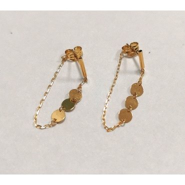 PENDIENTES ORO AMARILLO CIRCULOS CADENA                               
