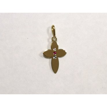 COLGANTE  CRUZ ORO AMARILLO PIEDRA                                    