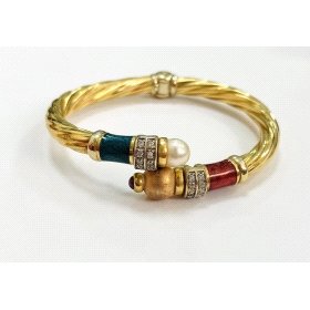 PULSERA ARO ORO TRICOLOR ITALIANO PIEDRA                              