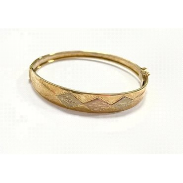 PULSERA ARO ORO TRICOLOR ITALIANO GRABAD                              