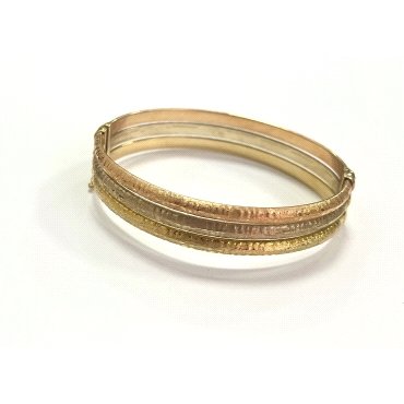 PULSERA ARO ORO TRICOLOR ITALIANO GRABAD                              