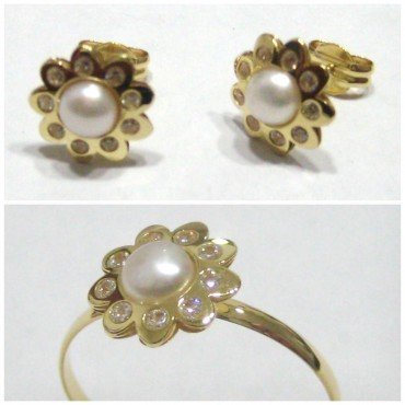 JUEGO ORO AMARILLO PERLA PIEDRA