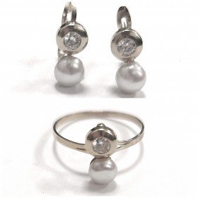 juego de comunion oro blanco perla